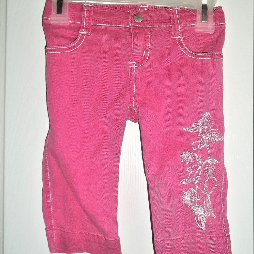 3T Bongo pink button zip embroidered detail pants